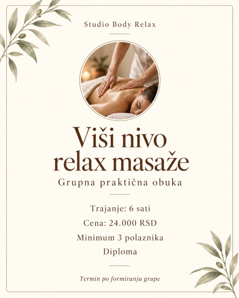 Obuka VIŠI nivo relay masaže, Studio Body Relax